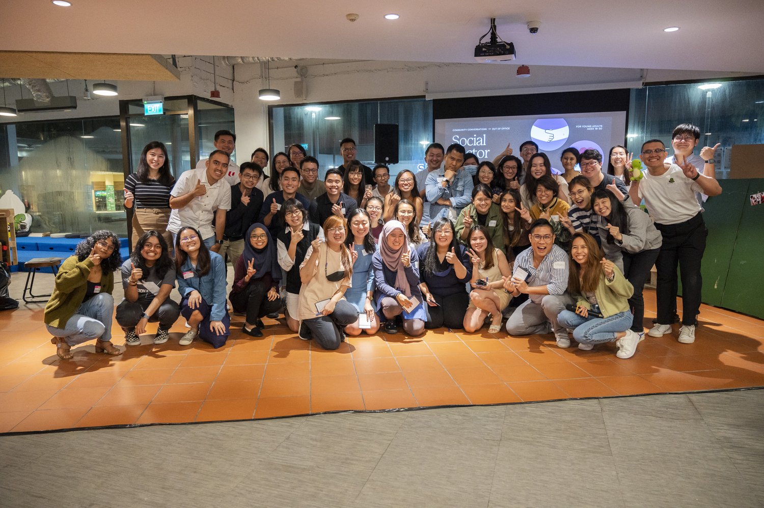 A crowd of youths from Friendzone's SG Social Event