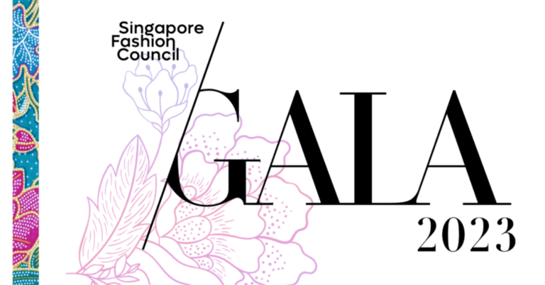 A poster for the Singapore Fashion Council Gala 2023 adorned with Batik's design.